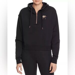Nike Air Half-Zip Lightweight Boxy Hooded Sweatshirt Black/Rose Gold Medium
